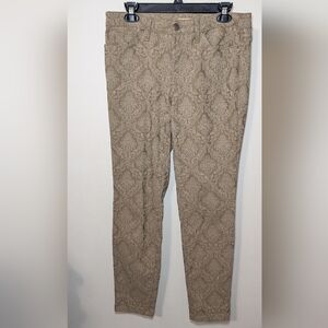 Nine West Vintage America Brown Brocade Matchstick Skinny Jeans Women's Size 10